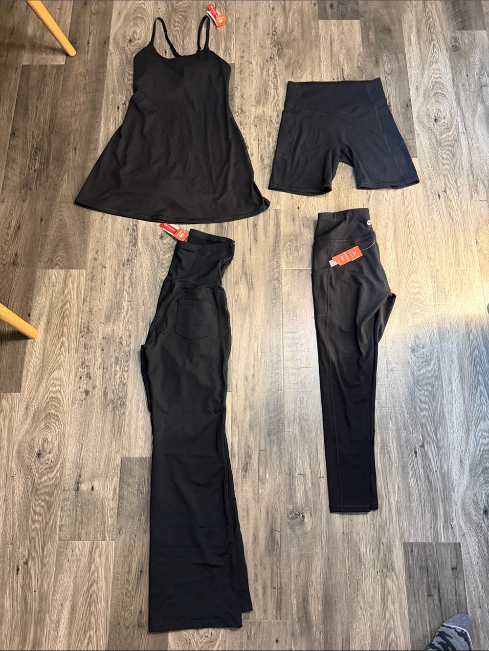 NWT Bundle of 4 Ewedoos Black Activewear Set-Dress, Leggings, Flares, Shorts- M